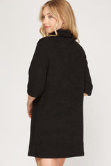 Turtle Neck Knit Dress - Black ONLY 1 SMALL LEFT