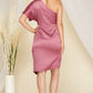 One Shoulder Satin Dress - Mauve  ONLY 1 SMALL LEFT