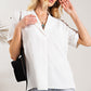 Pleated Detail Collared Shirt  - Off White ONLY 1 SMALL LEFT