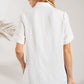 Pleated Detail Collared Shirt  - Off White ONLY 1 SMALL LEFT