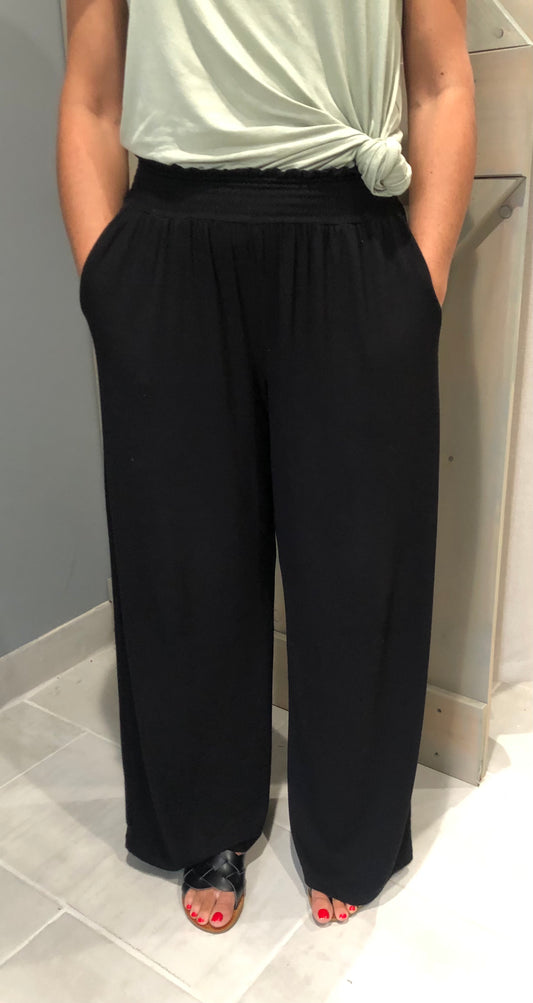 Soft Knit Wide Leg Palazzo Pants - Black ONLY 1 XS LEFT