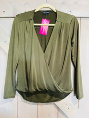 Surplice Top - Olive ONLY 1 XS LEFT