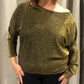 Boatneck Dolman Sleeve Sparkle Top - Black/Gold