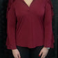 Ruffles on Sleeve Top - Burgundy