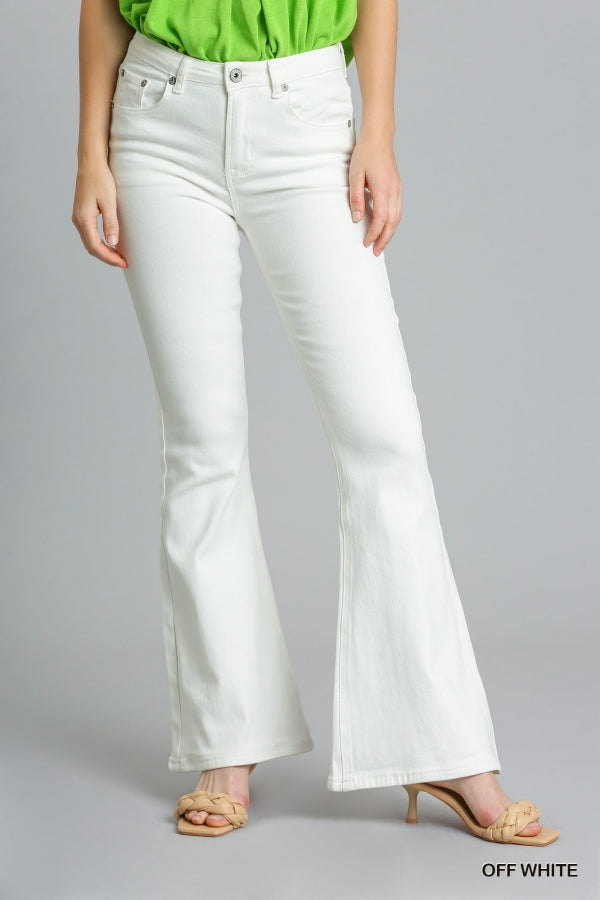 Stretch Denim Flare Jeans - Off White – Lola's Lookbook