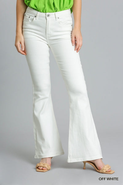 Stretch Denim Flare Jeans - Off White